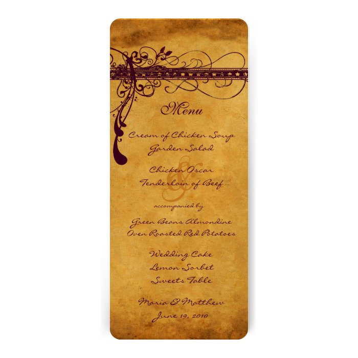 Nearly Black Dark Purple Funky Elegant Swirls Menu Invite