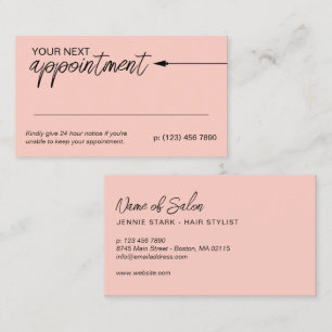 Neat Arrow Black Blush Minimal Next Appointment Card