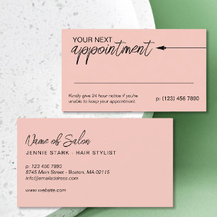 Neat Arrow Black Blush Minimal Next Appointment Card