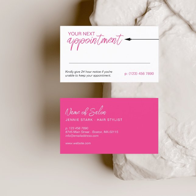 Neat Arrow Hot Pink Minimal Next Appointment Card (Creator Uploaded)