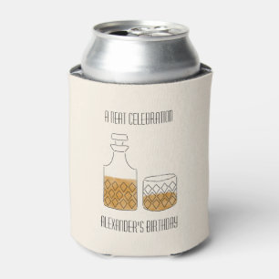 Neat Celebration Whiskey Birthday Party Favor Can Cooler