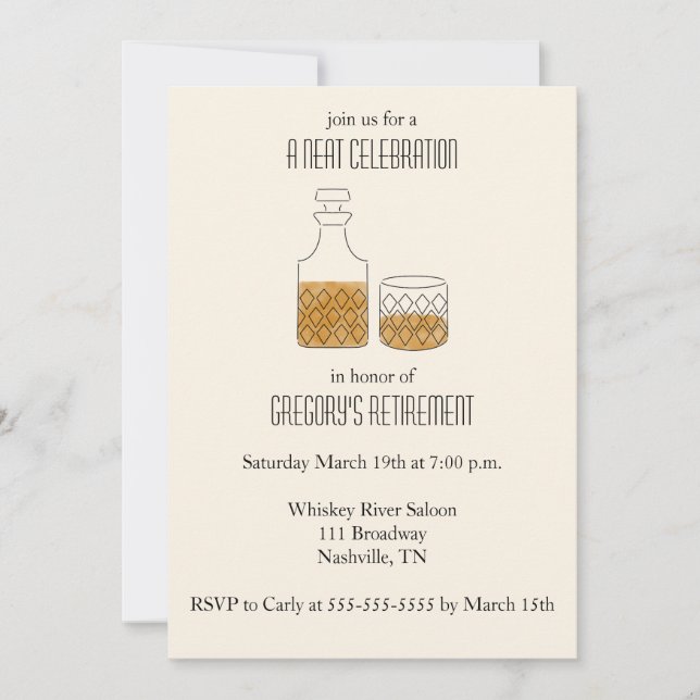 Neat Celebration Whiskey Retirement Party Invitation (Front)