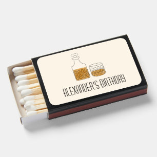 Neat Celebration Whiskey Wishes Birthday Favor Matchboxes