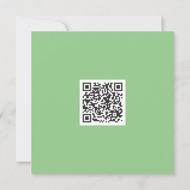 Neat Green Monochrome Modern Vibe QR Code Card (Back)