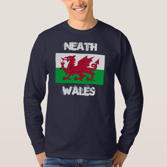 Neath, Wales with Welsh flag T-Shirt (Front)