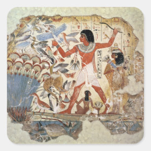 Nebamun hunting in the marshes with his wife square sticker