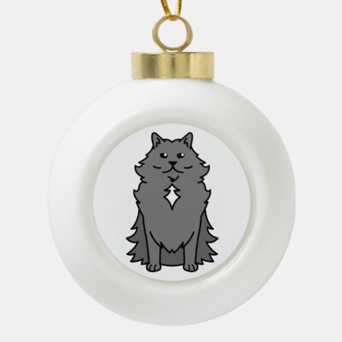 Nebelung Cat Cartoon Ceramic Ball Christmas Ornament