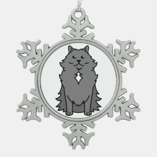 Nebelung Cat Cartoon Snowflake Pewter Christmas Ornament