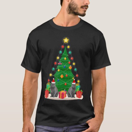 Nebelung Cat Christmas Tree Funny Xmas Gift T_Shirt