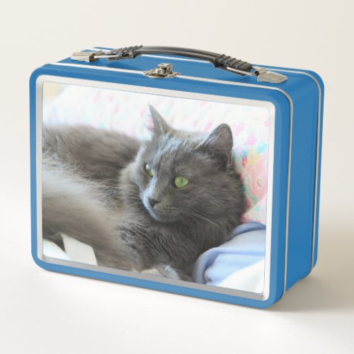 Nebelung cat metal lunch box