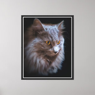 Nebelung Cat Portrait Long-Haired Russian Blue Canvas Print