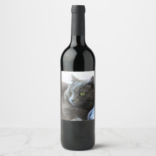 Nebelung cat wine label