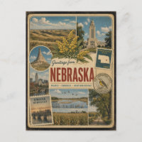 Nebraska Authentic Vintage Style Postcard