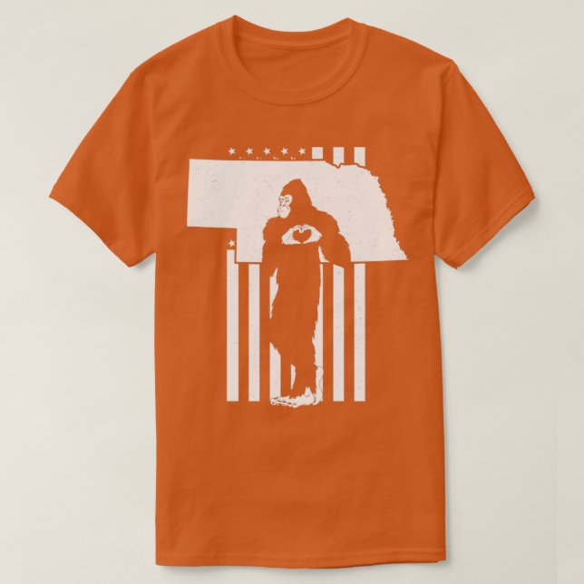 Nebraska Bigfoot American Flag1  T-Shirt (Design Front)