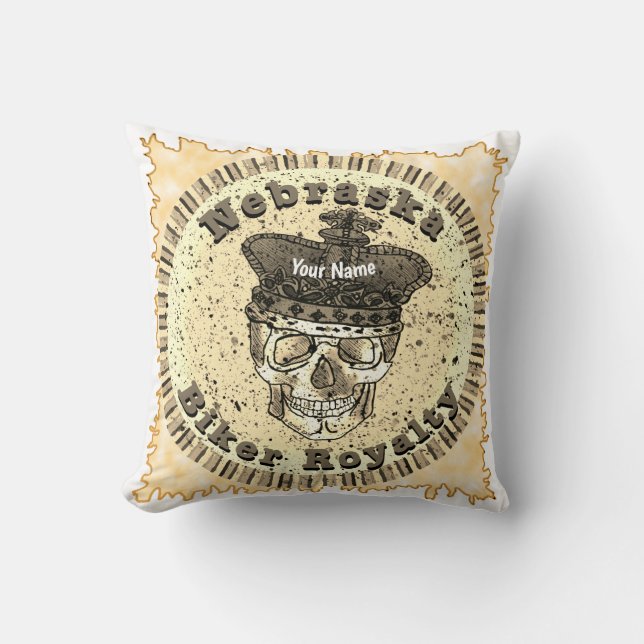 Nebraska Biker  Throw Pillow (Front)