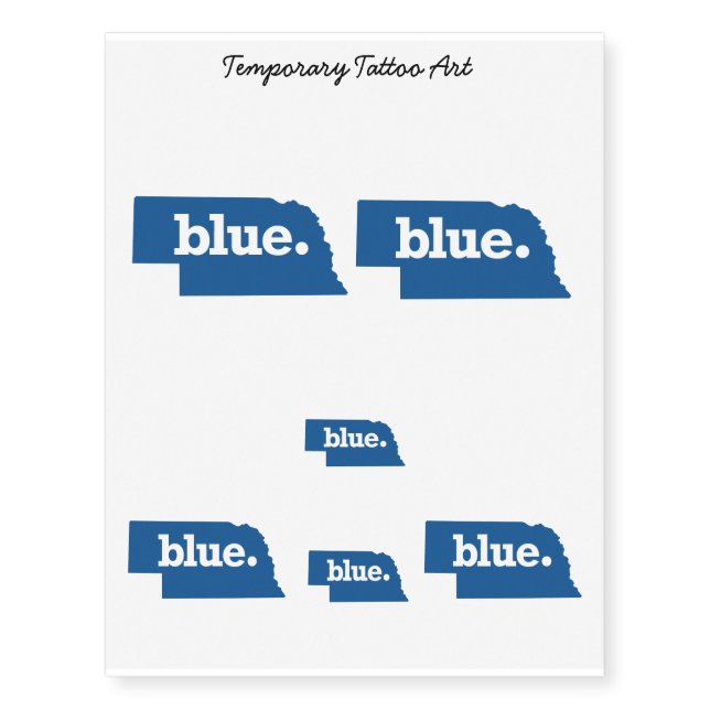 NEBRASKA BLUE STATE TEMPORARY TATTOOS (Front)