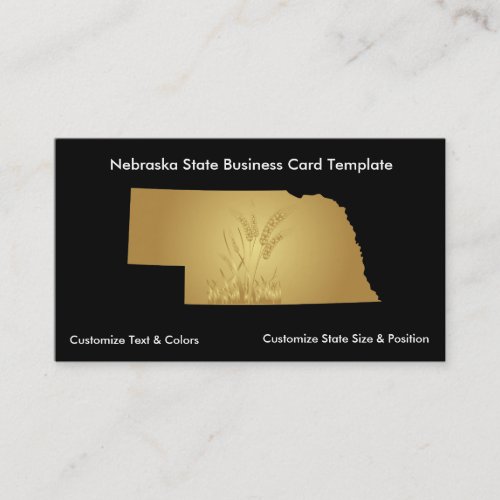 Nebraska Business Card Metallic Gold