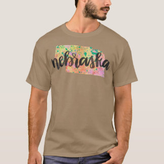 nebraska calligraphy and abstract state outline T-Shirt