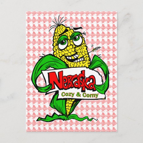 Nebraska Cartoon Corn Cob Postcard