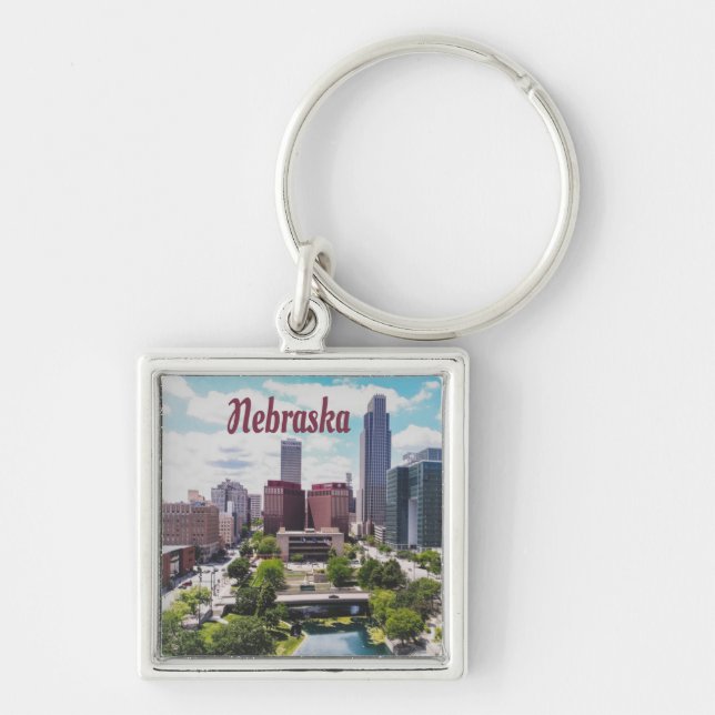 Nebraska City Skyline Omaha Keychain (Front)