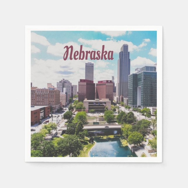 Nebraska City Skyline Omaha Napkins (Front)