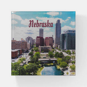 Nebraska City Skyline Omaha Paperweight
