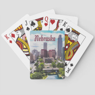 Nebraska City Skyline Omaha Poker Cards