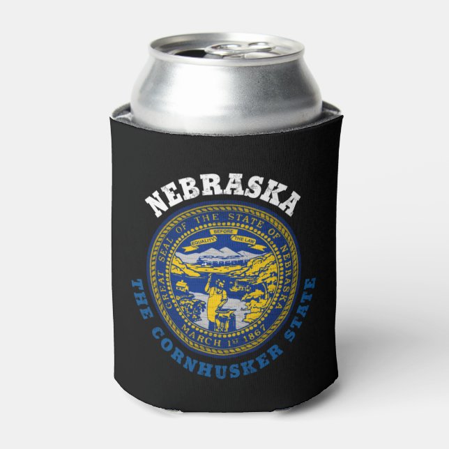 NEBRASKA CORNHUSKER STATE FLAG  CAN COOLER (Can Front)