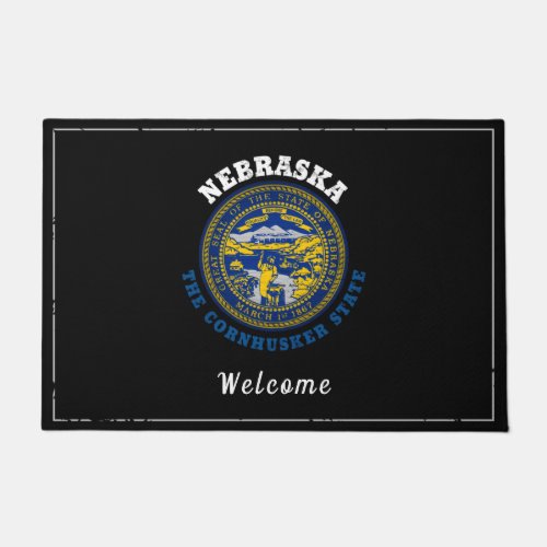 NEBRASKA CORNHUSKER STATE FLAG DOORMAT