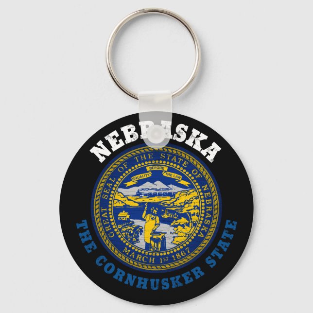 NEBRASKA CORNHUSKER STATE FLAG KEYCHAIN (Front)