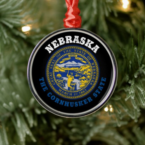 NEBRASKA CORNHUSKER STATE FLAG METAL ORNAMENT