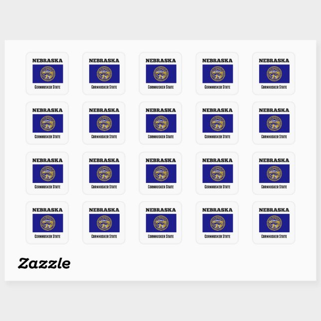 Nebraska, Cornhusker State, Flag Square Sticker (Sheet)