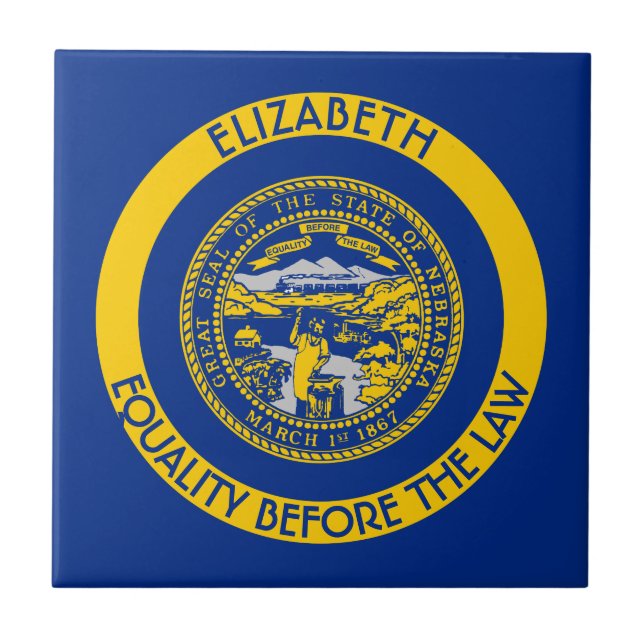 Nebraska Cornhusker State Personalized Flag Ceramic Tile (Front)