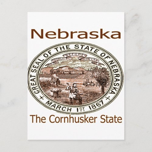 Nebraska Cornhusker State Seal Postcard