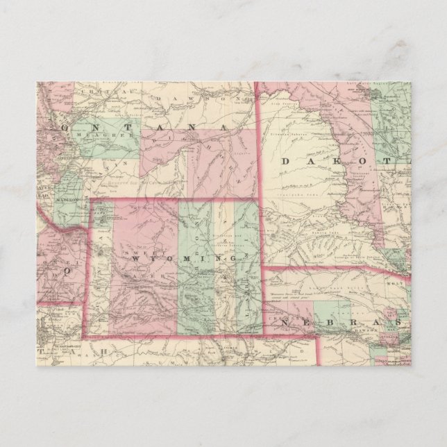 Nebraska, Dakota, Idaho, Montana, and Wyoming Postcard (Front)