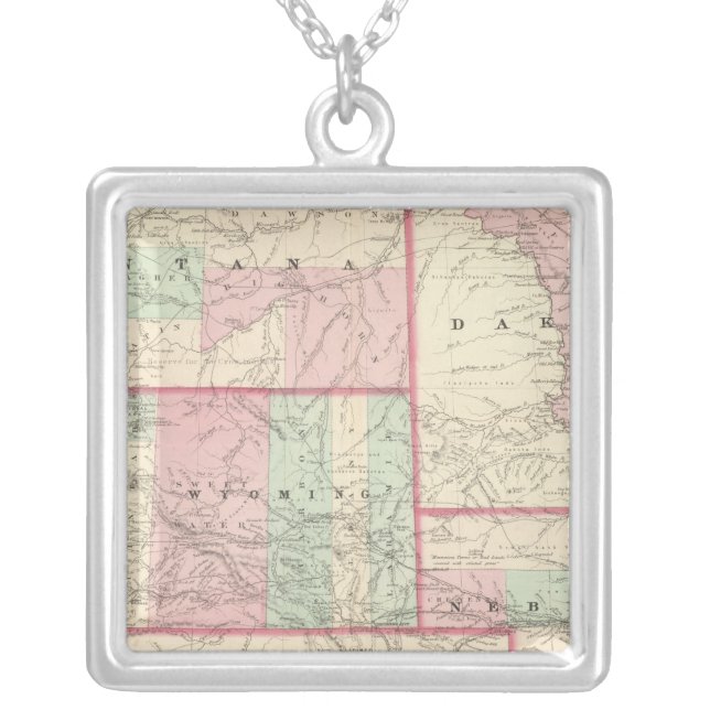 Nebraska, Dakota, Idaho, Montana, and Wyoming Silver Plated Necklace (Front)