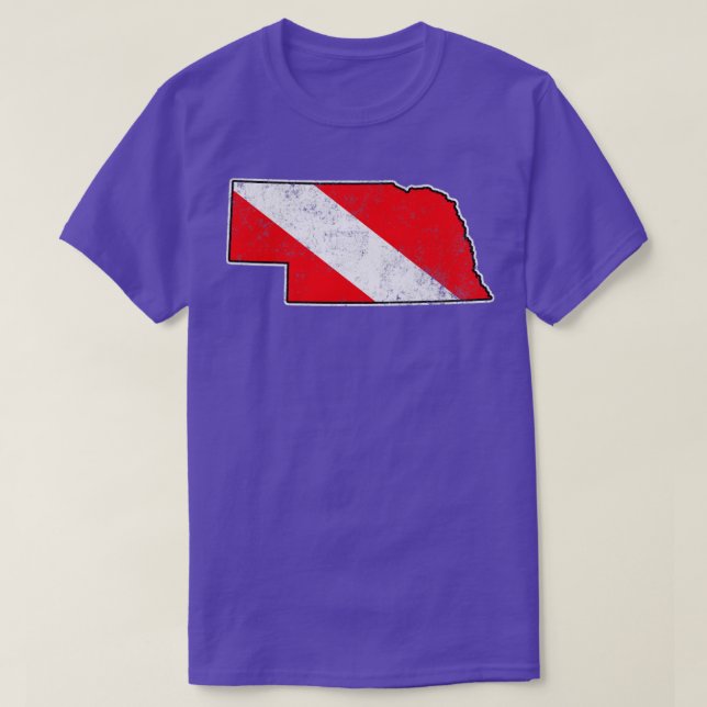 Nebraska Dive Flag Scuba Diving State Map Dive Fla T-Shirt (Design Front)