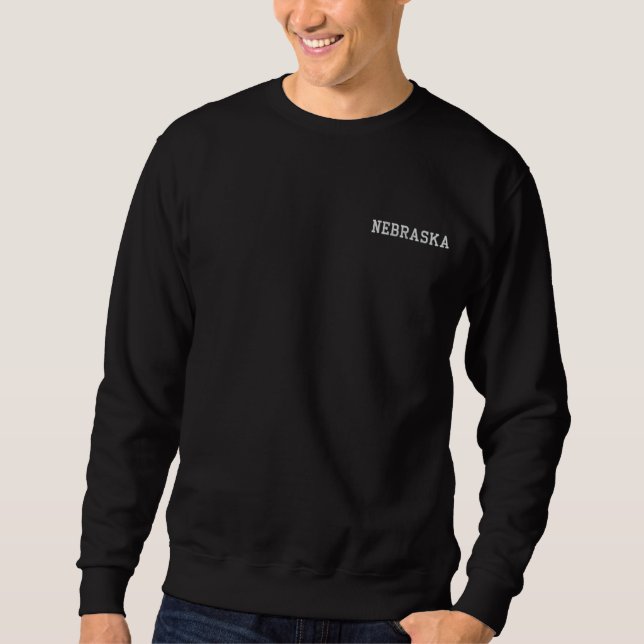 Nebraska Embroidered Basic Sweatshirt Black 2 (Front)