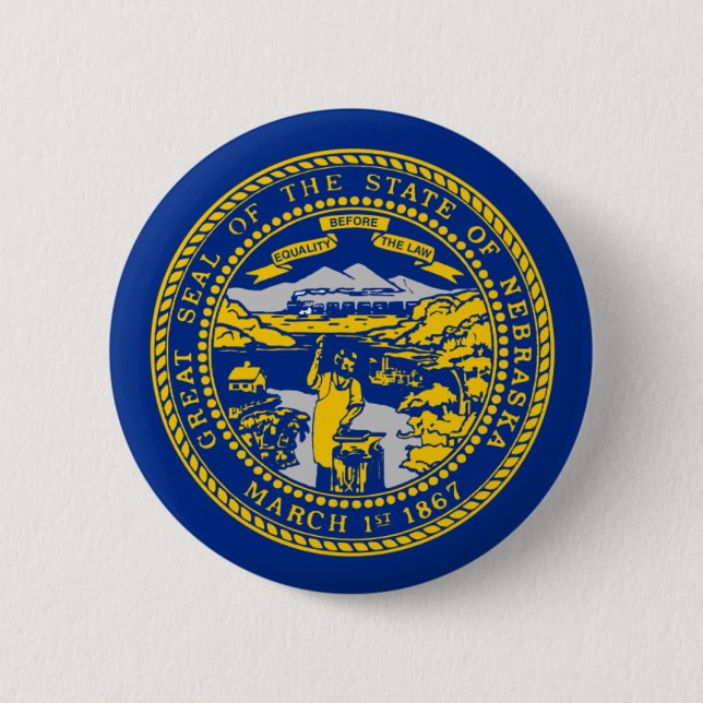 Nebraska Flag Pinback Button (Front)
