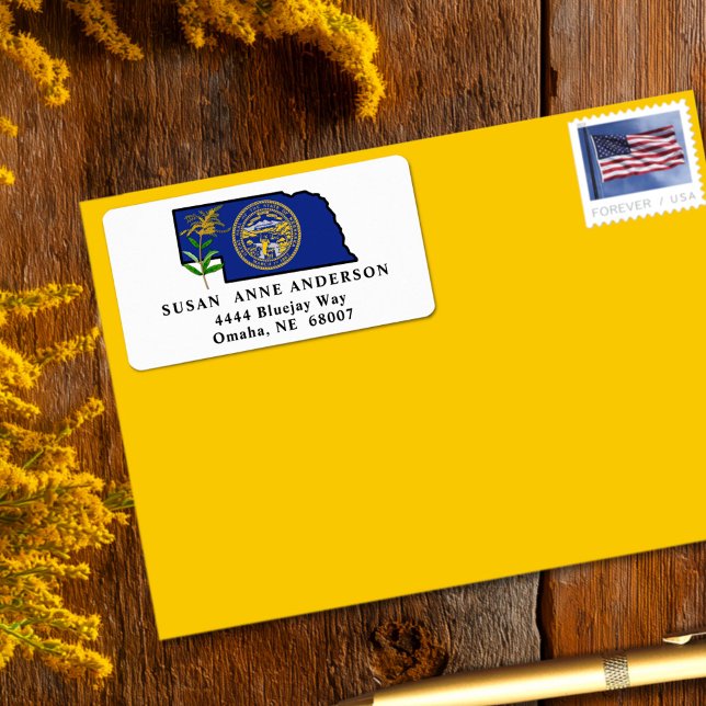 Nebraska Flag with State Flower Goldenrod Custom Label (Creator Uploaded)