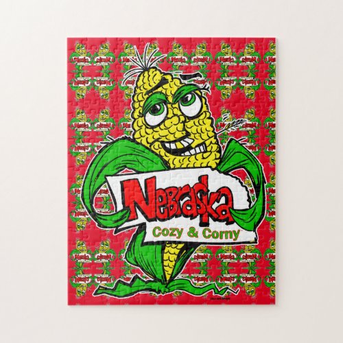 Nebraska Funny Cartoon Corn Cob Jigsaw Puzzle