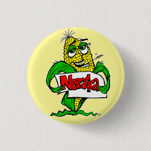 Nebraska Funny Cartoon Corn Pin Button