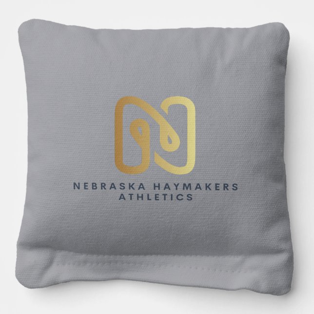 Nebraska Haymakers Cornhole Bags Gold & Grey (Front)