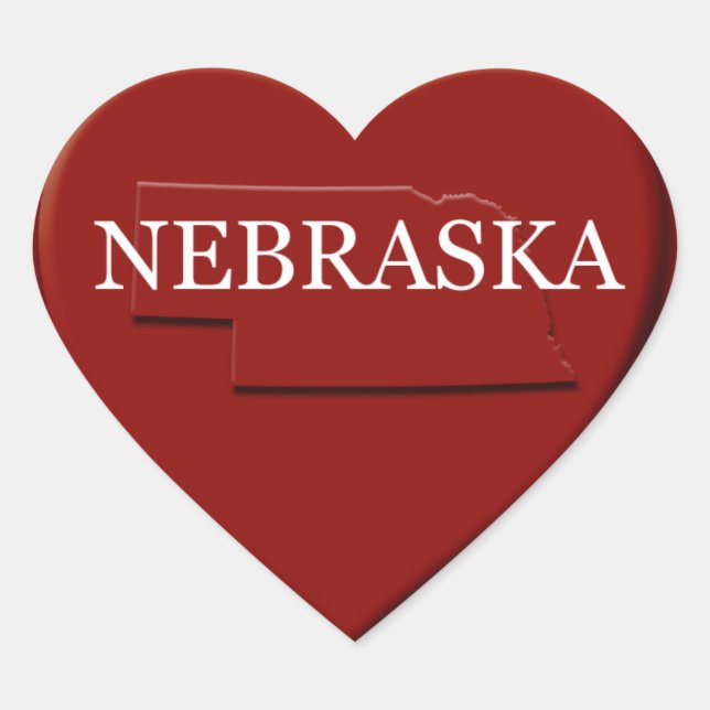 Nebraska Heart Map Design Sticker (Front)