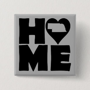 Nebraska Home Heart State Button Badge Pin