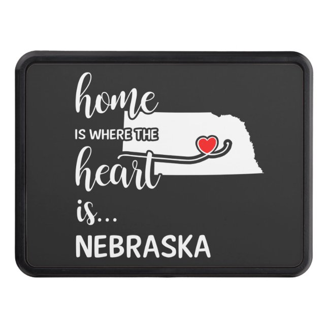 Nebraska home is where the heart is hitch cover (Front)