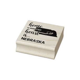 Nebraska home is where the heart is rubber stamp