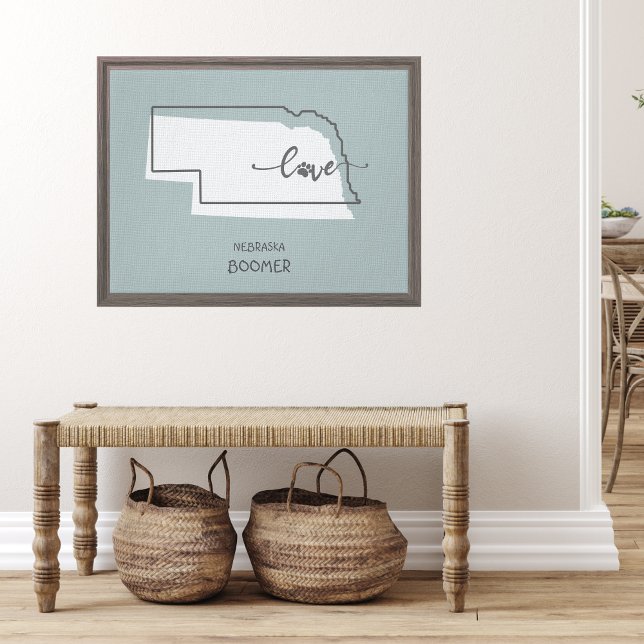 Nebraska Home State Dog Lover Canvas Print (Nebraska lovers, and dog lovers, what a beautiful custom canvas to add to any wall!)