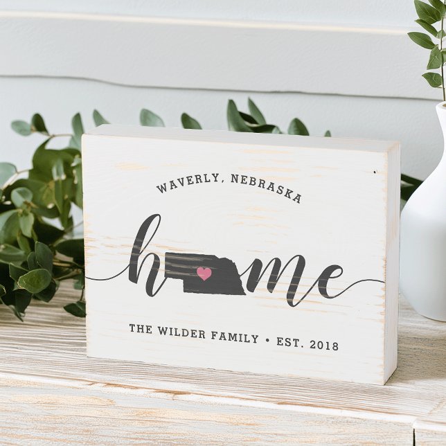 Nebraska Home State Rustic Family Name Wooden Box Sign (Creator Uploaded)