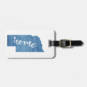 Nebraska Home Wood Grain Luggage Tag